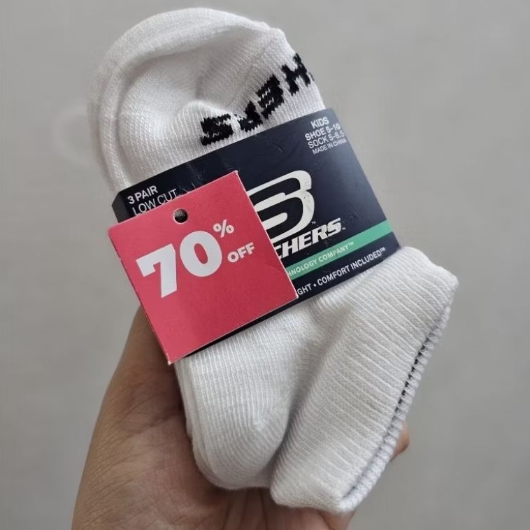 Skechers Low Cut Socks 3pk (ขนาด: EU 23.5 -27)