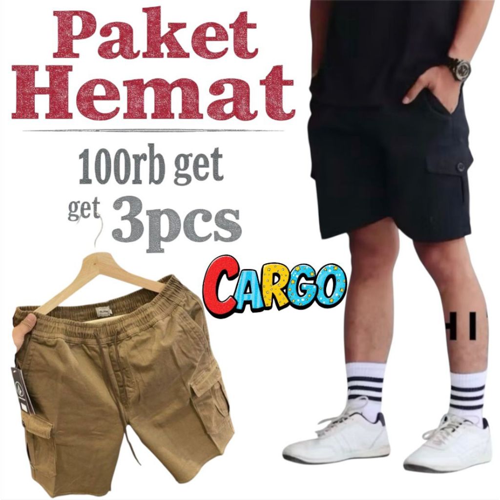 3 PCS 90 THOUSAND MENS CARGO PANTS/MENS CARGO SHORTS/CASUAL CARGO BOARDSHORT PANTS