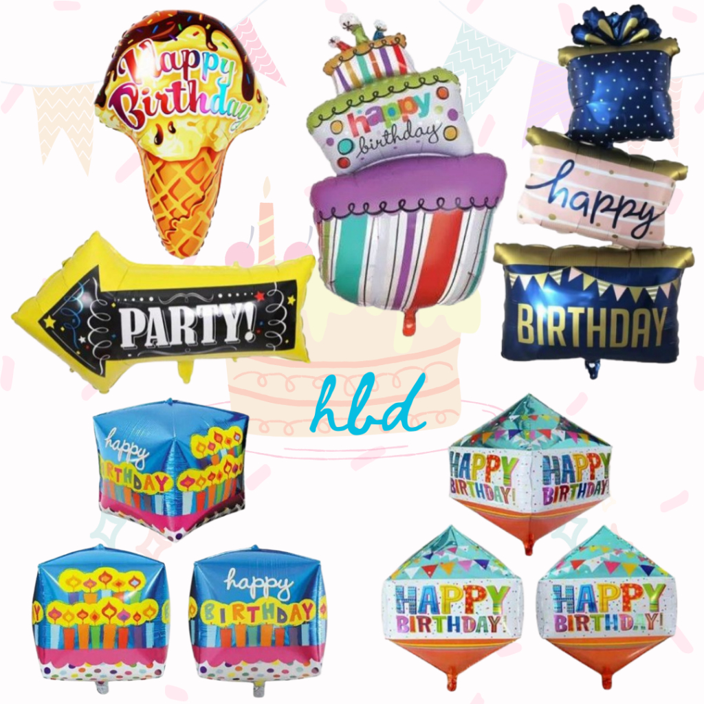 HBD ลูกโป่งฟอยล์สุขสันต์วันเกิด ลูกโป่งวันเกิดขนาดใหญ่จัมโบ้