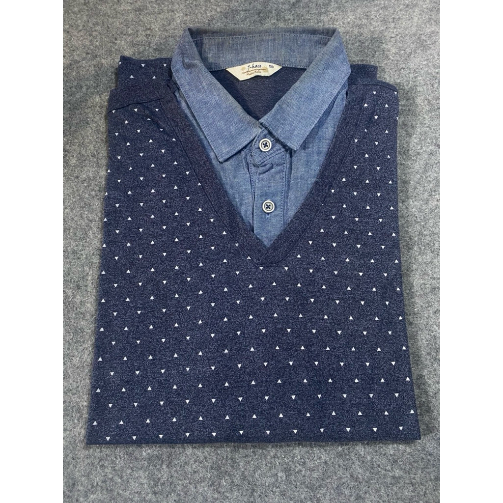เสื้อยืด J-HASS BLUE DOUBLE COLLAR SIZE M