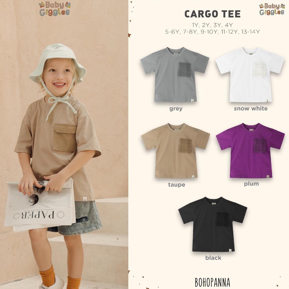 CODE E27H Bohopanna Cargo Tee Overtee Word Unisex Kids Top อายุ 1 ปี