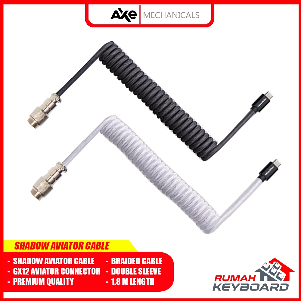 AXE MECHANICALS - Shadow Connect Aviator Cable - Premium Double Sleeve Braided Coiled Cable - GX12
