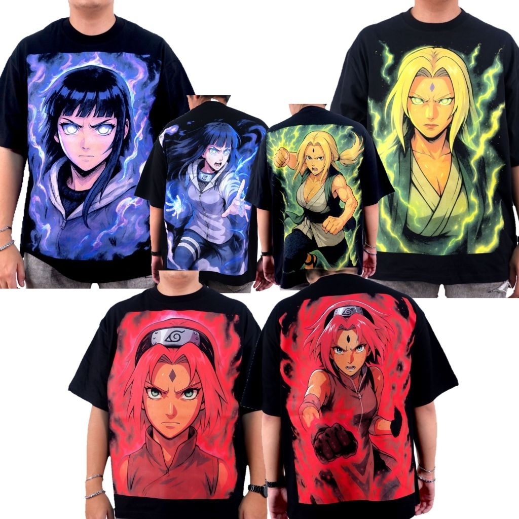 NARUTO ANIME เสื้อยืด SAKURA เสื้อยืด TSUNADE เสื้อยืด HINATA เสื้อยืด OVERSIZE ANIME เสื้อยืด