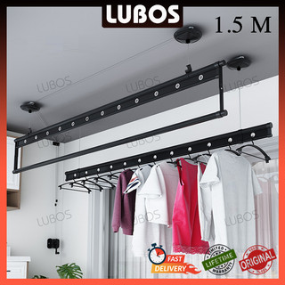 LUBOS 1.5m Jemuran Baju Gantung Lifting Atap Plafon Engkol Manual Aluminium Ceiling Drying Rack