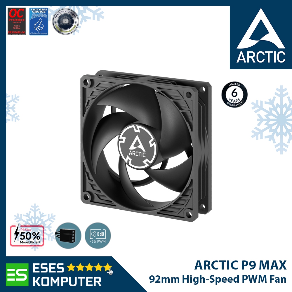 พัดลม PWM Arctic P9 MAX | พัดลม พีเอ็มเอ็ม ความเร็วสูง 9 ซม. 92 มม.