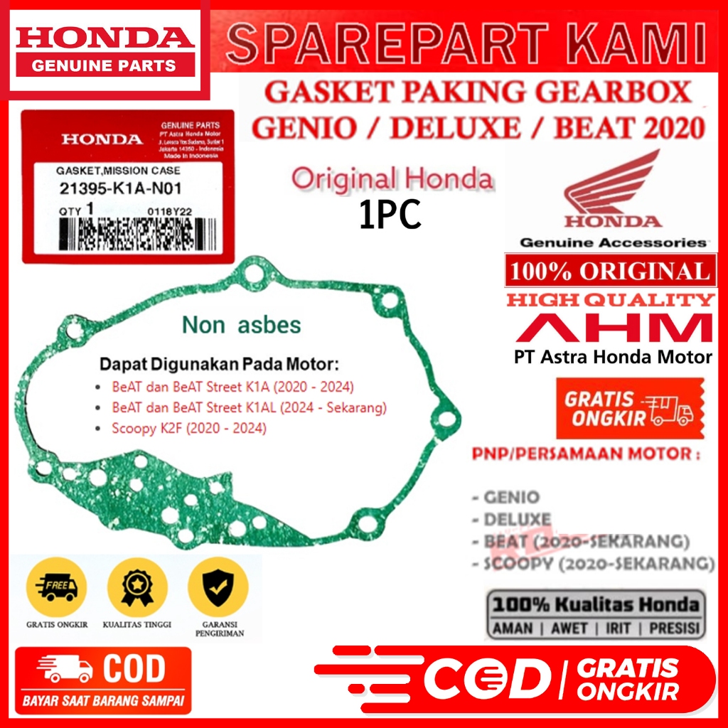 PAKING GASKET MISSION CASE BLOCK AXLE GEARBOX RATIO TRANSMISSION GENIO BEAT STREET DELUXE SCOOPY LED