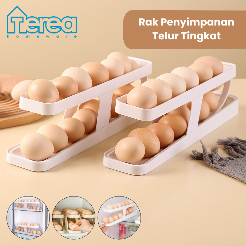 TEA Tiered Egg Storage Rack / Minimalist Automatic Egg Storage Rack / ที่เก็บไข่อเนกประสงค์