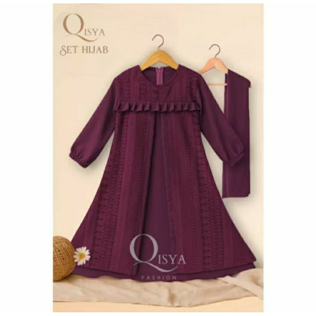 MALIKA GAMIS CHILDRENS DRES TODAY HIJAB SET PHASMINA MIX BRUKAT MALIKA SIZE XS.SMLXL
