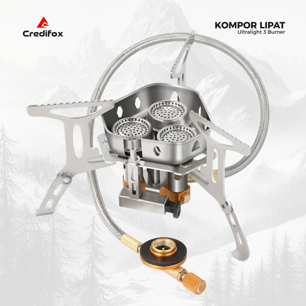 CREDIFOX ULTRALIGHT FOLDING STOVE - FOLDING Gas STOVE 3 Burner ULTRALIGHT Camping STOVE