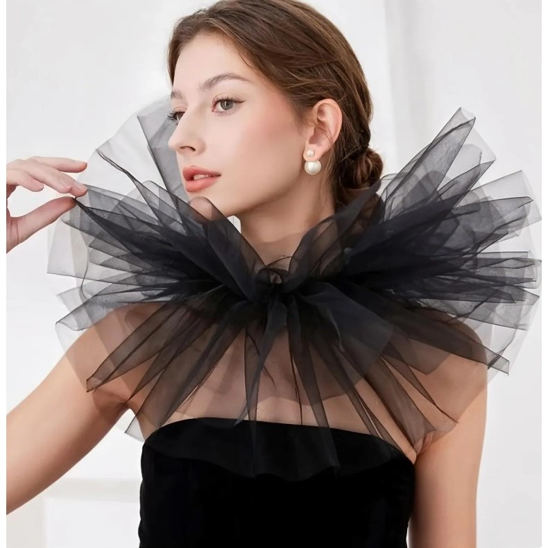 ปลอกคอตัวตลก Tulle, ปลอกคอปิโรต์, ผ้านัวเนียตัวตลก Tulle, คอ ruff Tulle สามารถขอสีได้