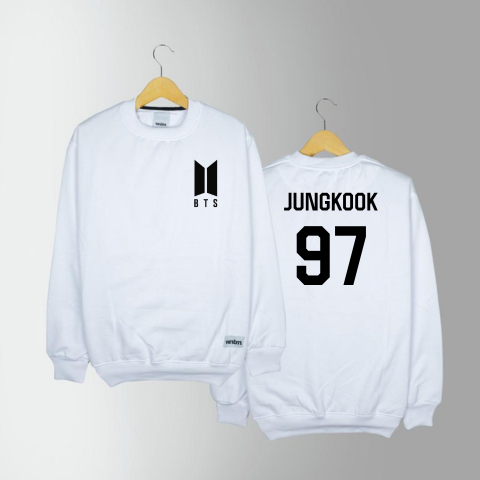 สีขาว kpop bts เสื้อกันหนาวเสื้อแขนยาว wm jungkook jhope rm jimin jin korea