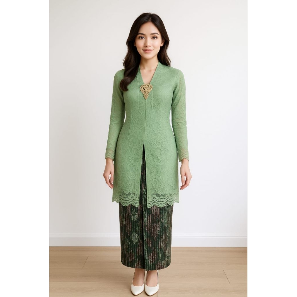 Nuansa Kebaya - ชุดโบรเคด Kebaya พร้อมคอปกคอวี Kebaya ทันสมัย สไตล์ร่วมสมัย