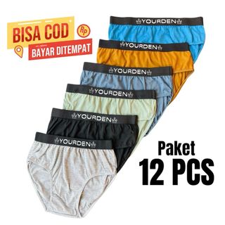 yourden - 12 pcs celana dalam pria dewasa Katun Adem Nyaman Menyerap Keringat Sempak Laki Laki Boxer Pendek Cowok Karet Lembut Remaja Gaya Atletis Regular Fit