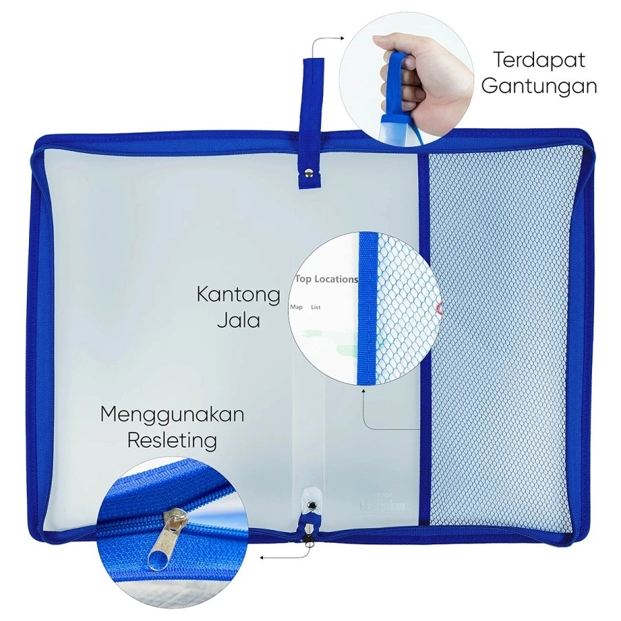 โฟลเดอร์พลาสติกซิปสี / กระเป๋าซิป / Office & School Zipper Net Size F4/Folio