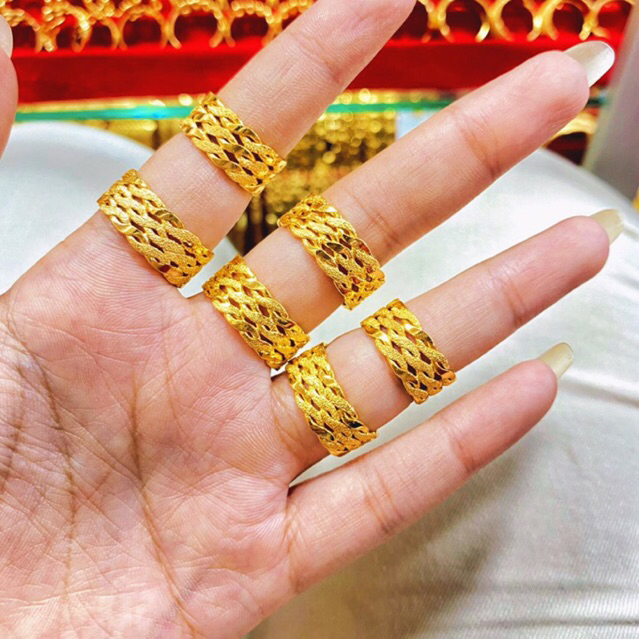 Replica 24krt แหวนหวายชุบทอง Crum Light Gold 8 กรัมแหวนผู้หญิงจําลองทองพรีเมี่ยม