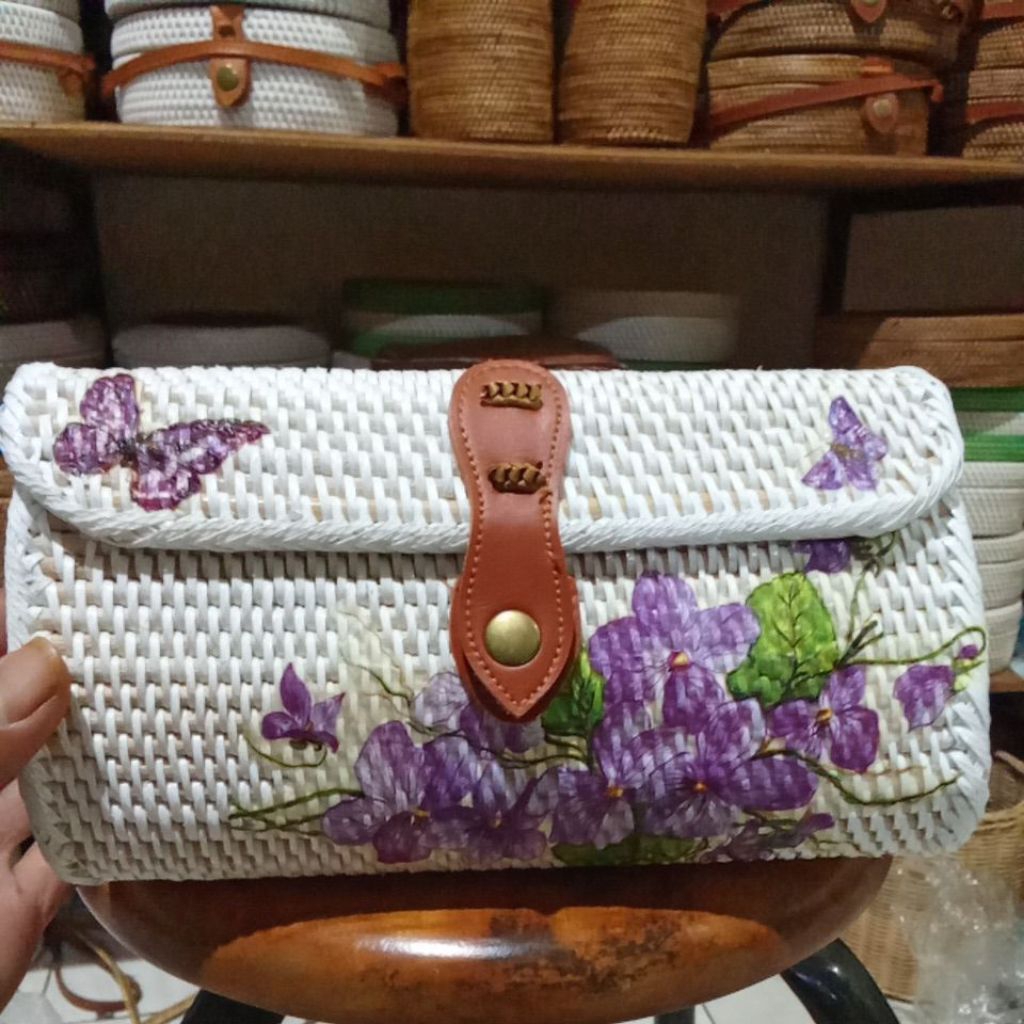 RATTAN PICTURE BAG / DECO RATTAN BAG WALLET MODEL 18CM