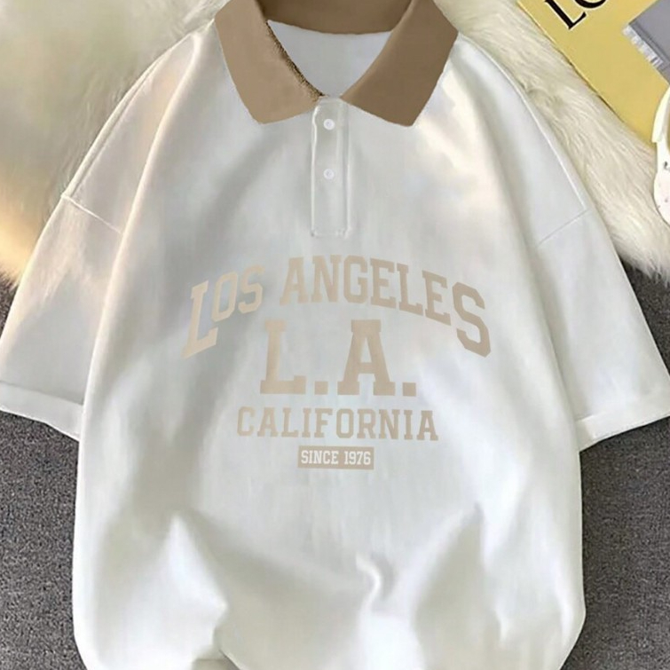 EJK LOS ANGELES POLO เสื้อยืด LA SC1976 ขนาดใหญ่ (M - 8XL) จัมโบ้ธรรมดาเสื้อยืดผสมเสื้อโปโล Unisex เ