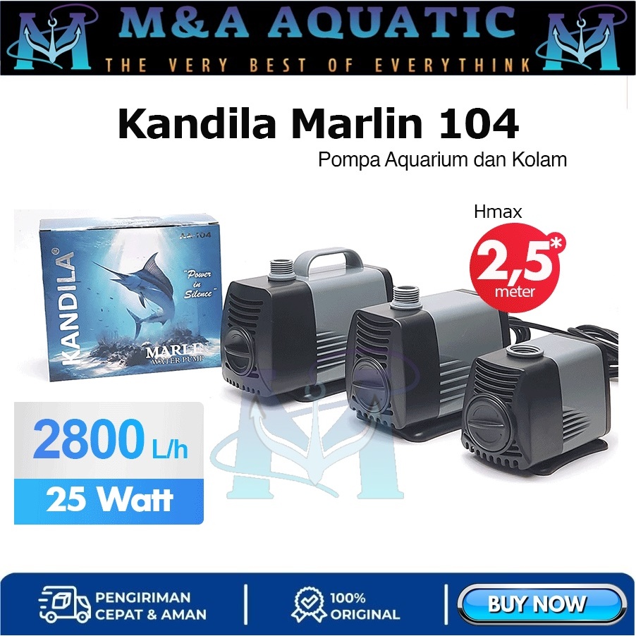 Kandila MARLIN AA-104 2800L/H Submersible Pump สําหรับ Aquarium Pond ปั๊มน้ํา/หัว Aquarium Kandila O