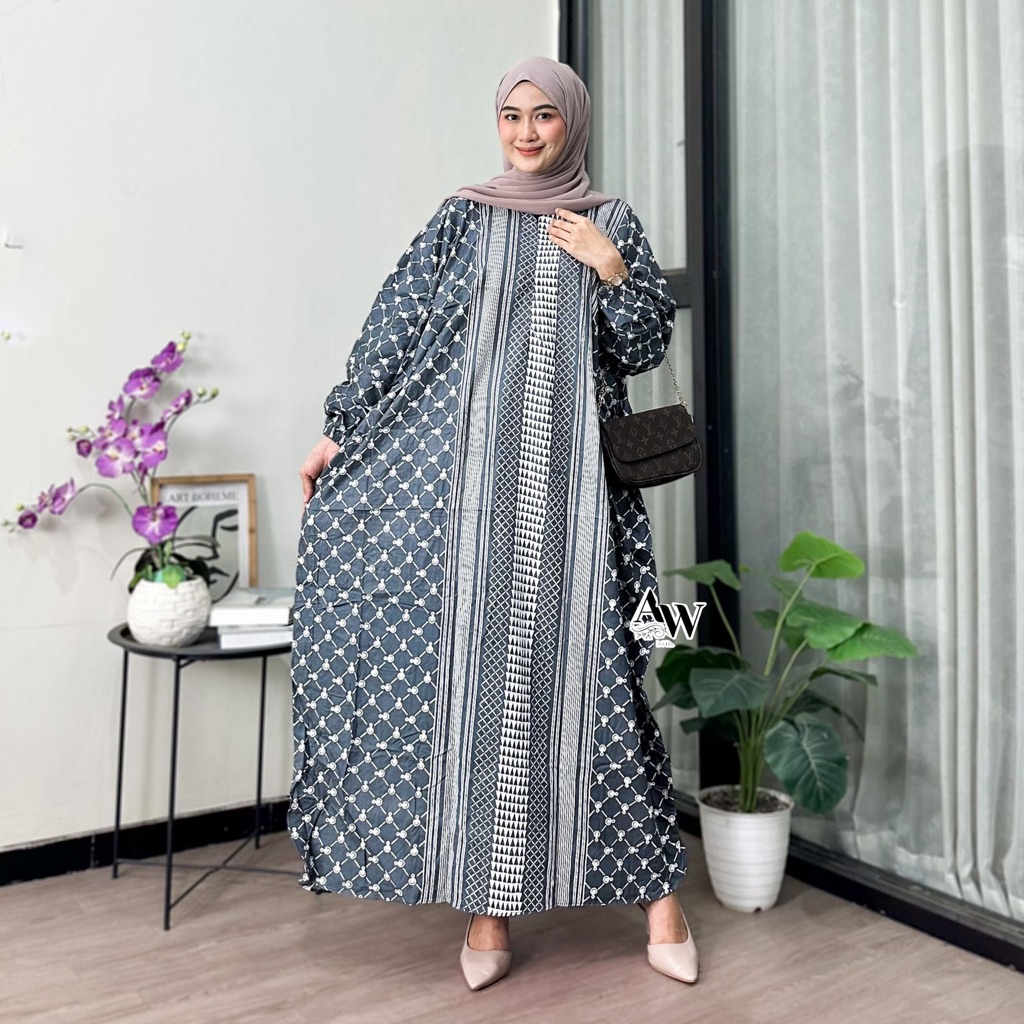 Nyala Kaftan Rayon Premium by Batik AW Home Dress Kaftan Simple Jumbo Ld 170 Busui Dress Kaftan