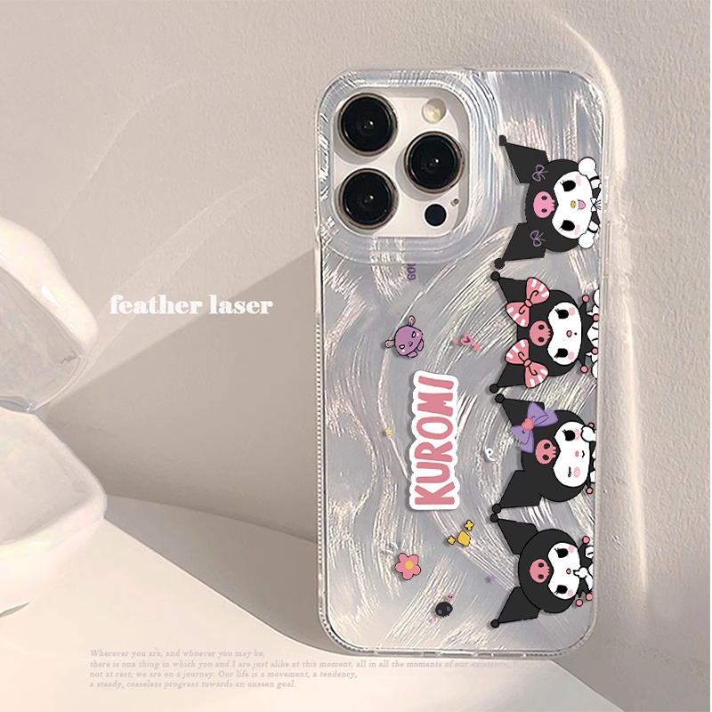 ใหม่! เคส Kuromi Shine" – เคส Sanrio Feather Look น่ารัก Realme C31, C67, C21Y, C35, C53, C21, C12, 