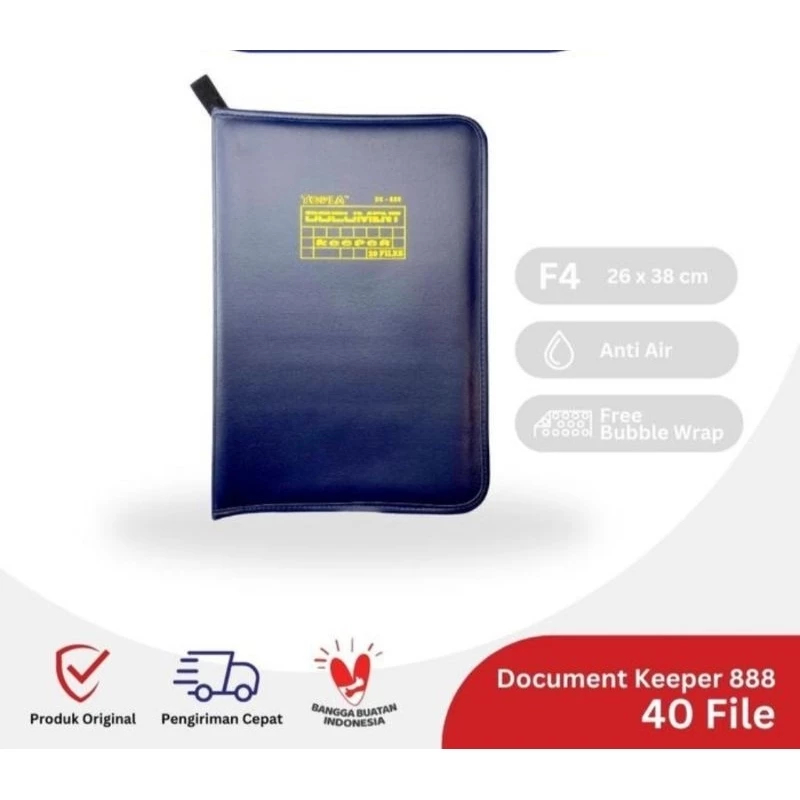 TOPLA โฟลเดอร์ Folio DK888 Document F4 บรรจุ 40 ไฟล์ซิปกันน้ํา