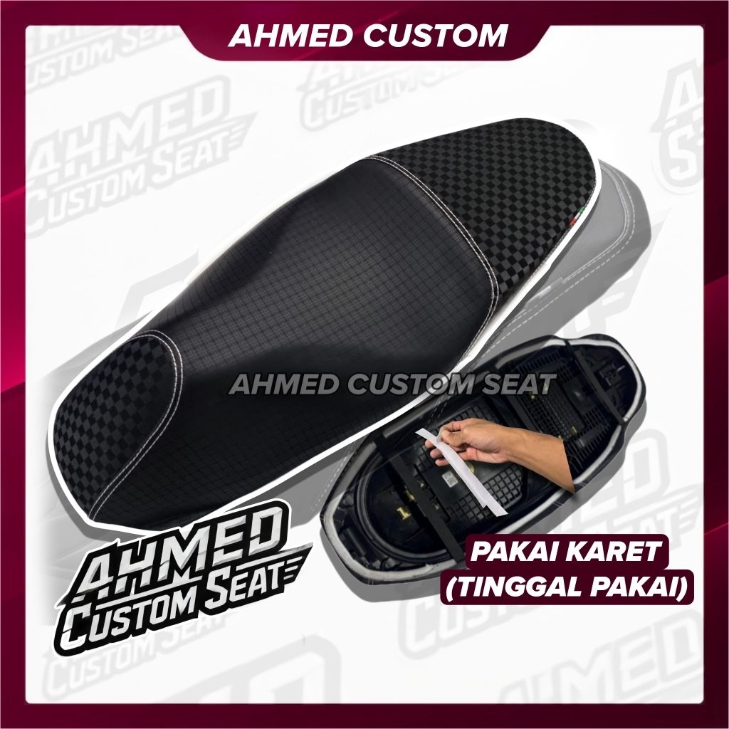 เบาะนั่งรถจักรยานยนต์หนัง CARBON SQUARE x CARBON CHESS v2 โหมดคาร์บอน 3
