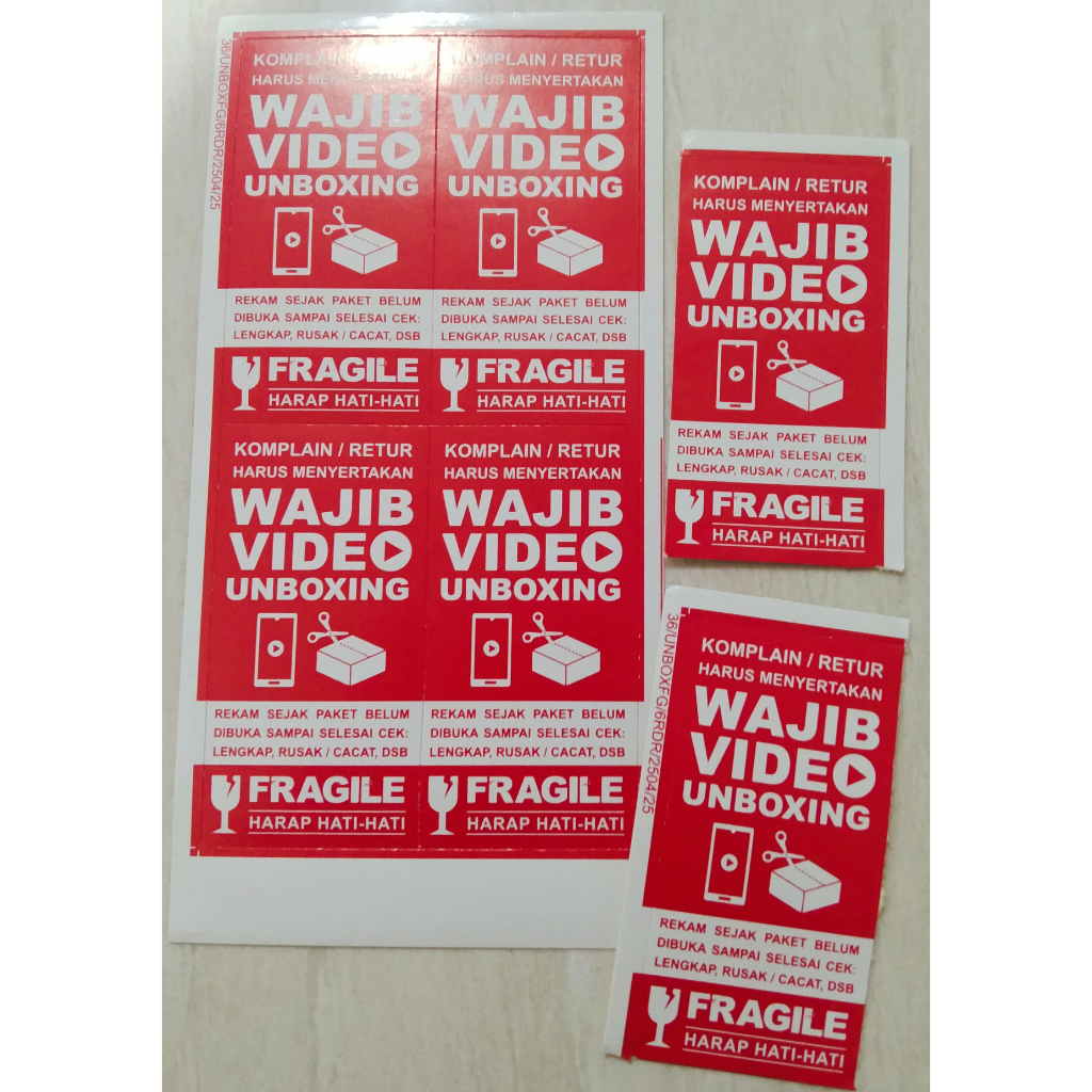 เปราะบาง Unboxing Video Mandatory Sticker ขนาด 3x6cm ขายต่อชิ้น