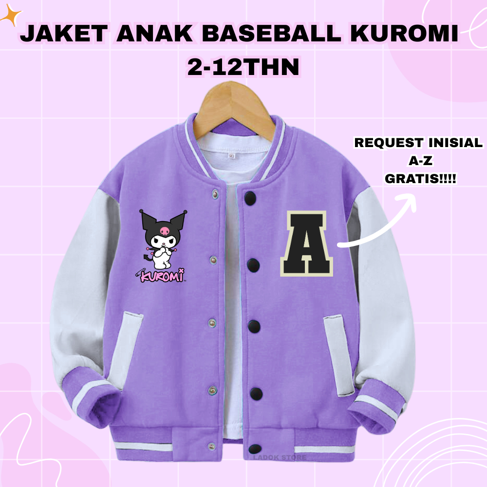 KUROMI KIDS BASEBALL & ZIPPER JACKET REQUEST INITIALS AZ สําหรับ GIRLS AGED 2 – 12 ปี