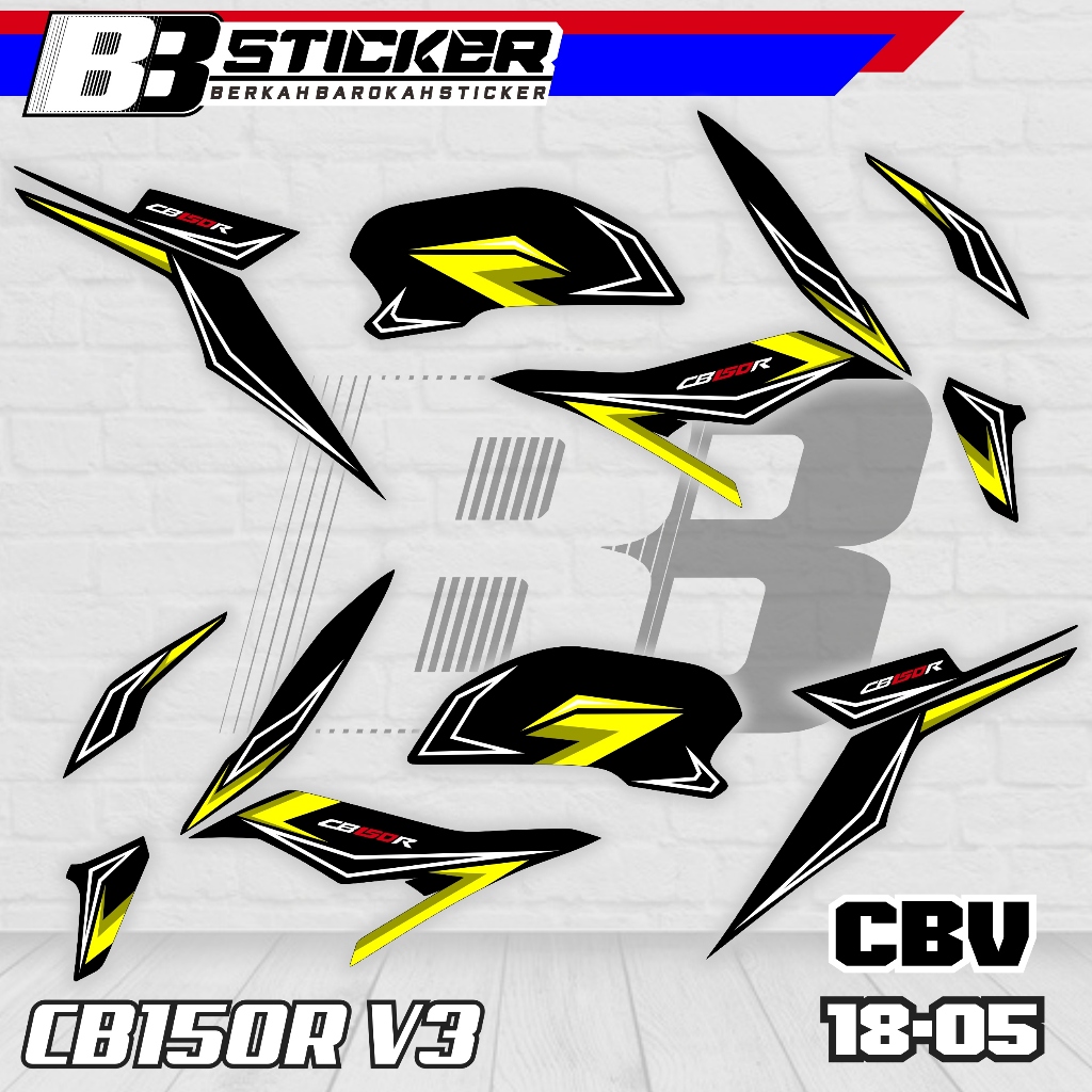 รายชื่อสติ๊กเกอร์ Variation ของ Honda CB150r V3 Motorcycle Striping - การออกแบบ CBV 18 RACING J ใหม่