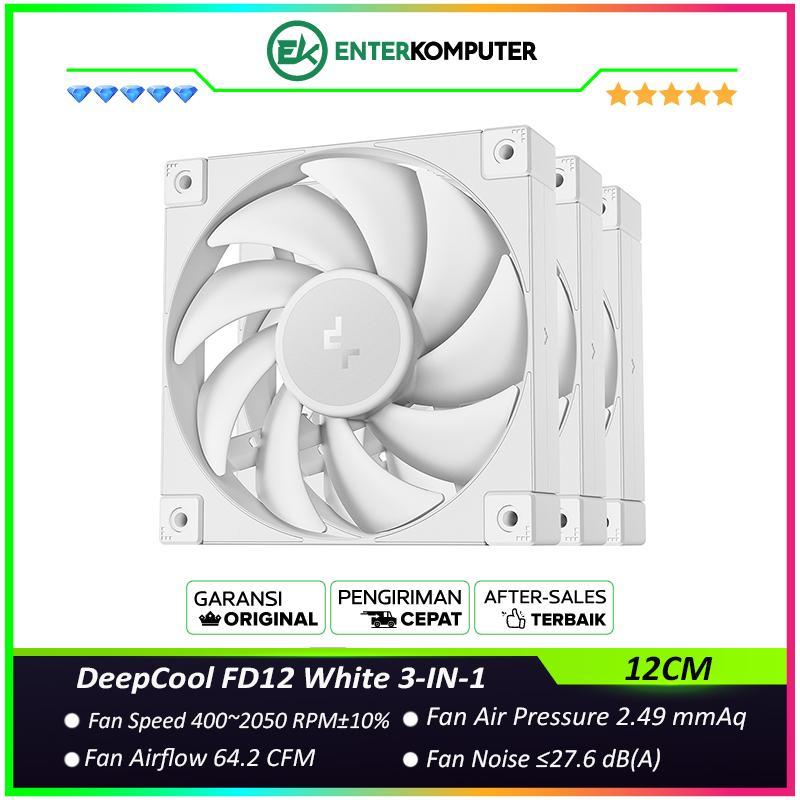 DeepCool FD12 สีขาว 3-IN-1 12CM PWM Performance Fan