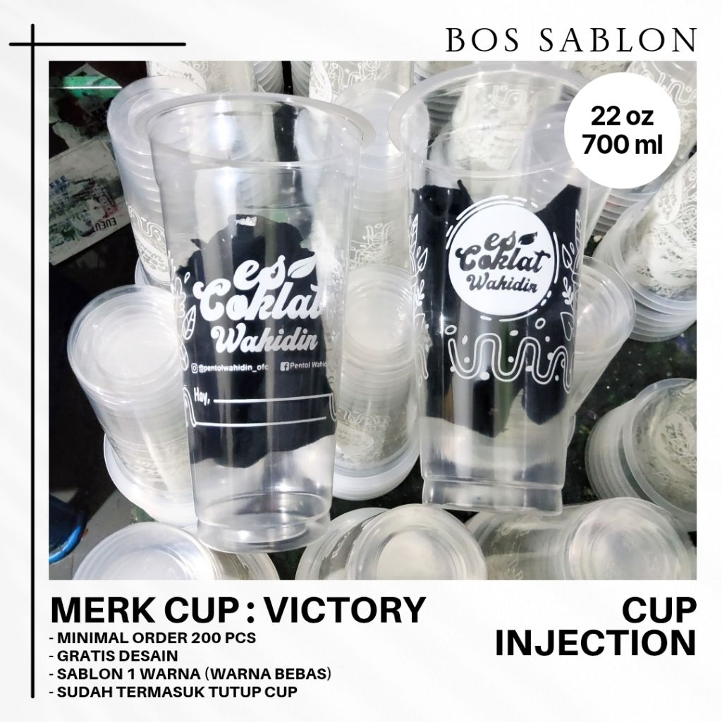 MINIMAL INJECTION CUP SCREEN PRINTING - 12 oz, 14 oz, 16 oz & 24 oz - SLIM, FLAT & OVAL CUP - VICTOR