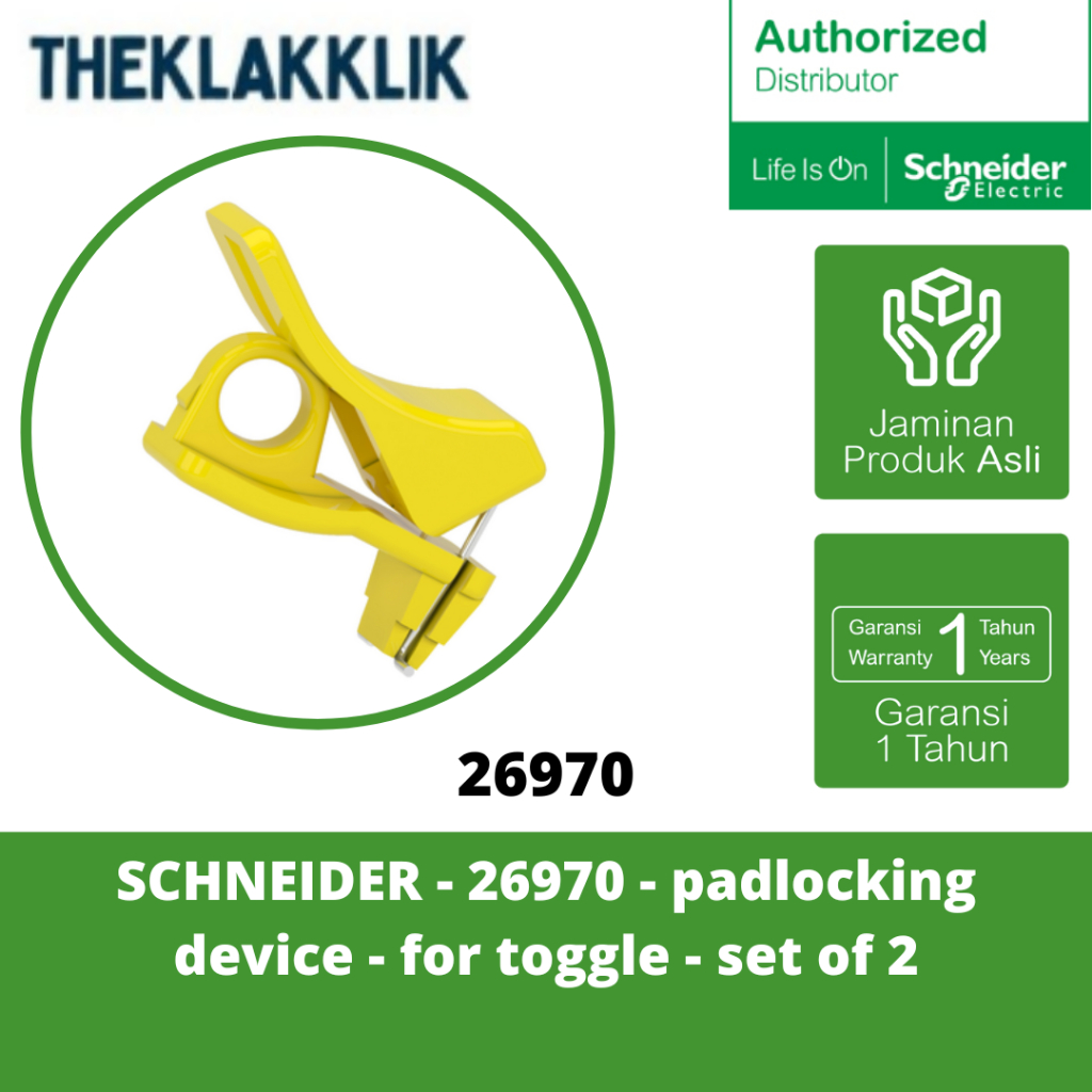 SCHNEIDER - 26970 - อุปกรณ์กุญแจสําหรับสลับ, Acti9 C60H-DC C60PV-DC ชุด 2 ชิ้น