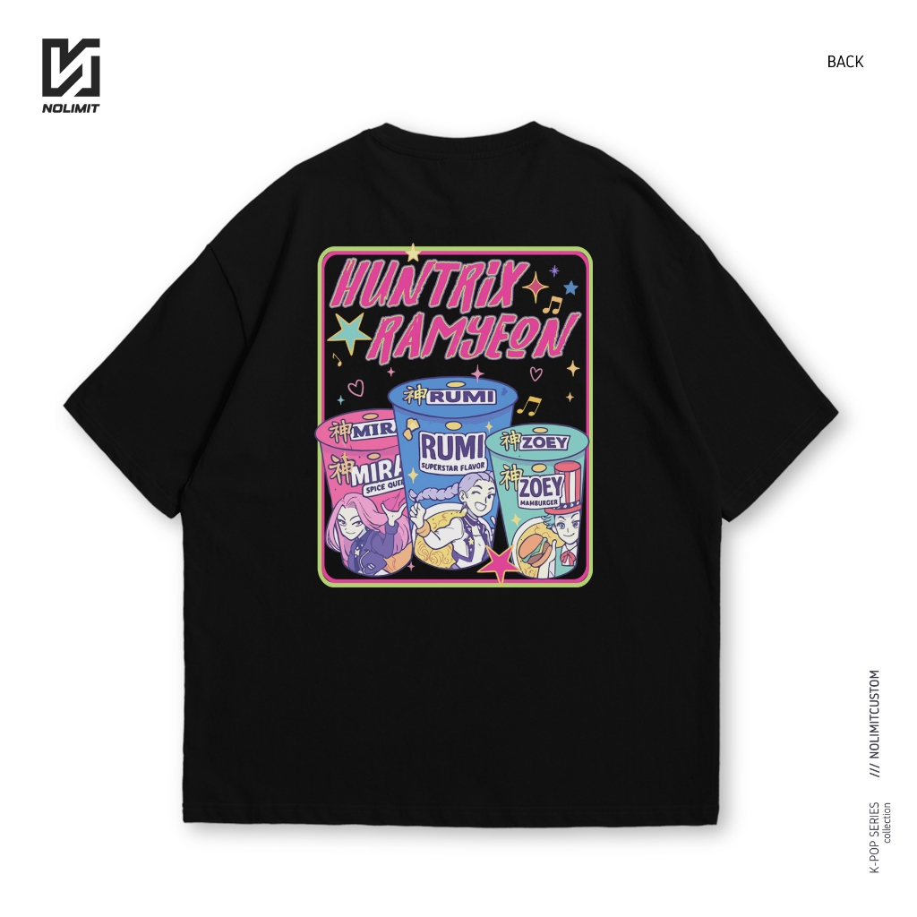 NO LIMIT KPOP Demon Hunters Huntrix Ramyeon เสื้อยืด - KDH Rumi Mira Zoey - 25NL07 NLS