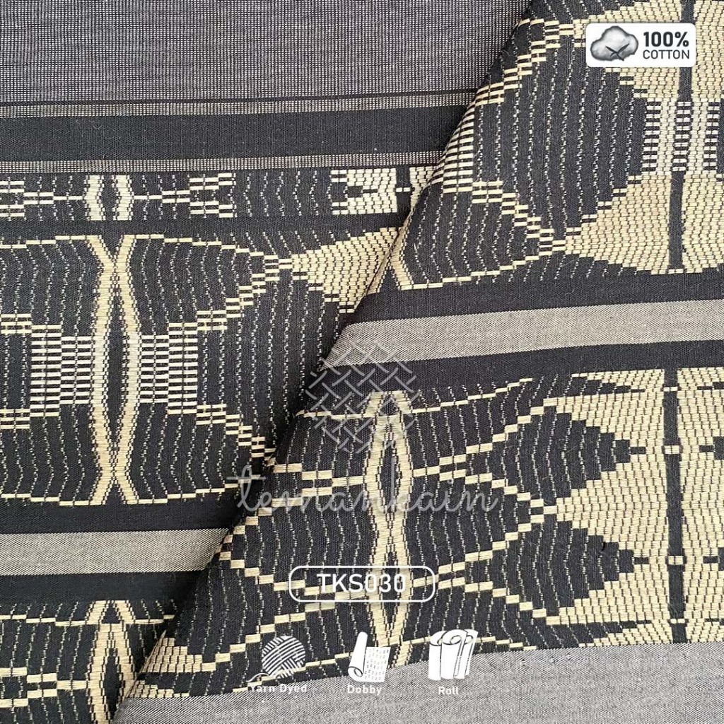 KATUN DEFECT - (50 CM) ผ้าฝ้ายหวี 30s Yarn Dyed Premium Ethnic Motif Temankain TKS030 | ผ้าฝ้ายเต็มผ