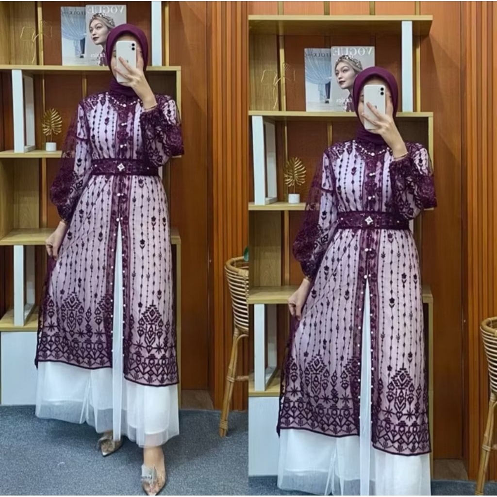 Bajoekoe - Rindu Outer Brocade สําหรับงานแต่งงาน / Modern Long Sleeve Womens Tunic Outer / Graduatio