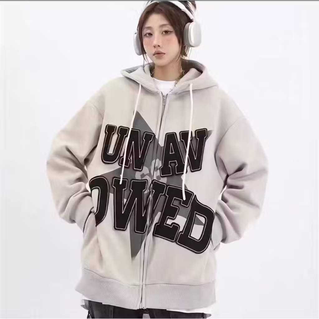 UN AV XXL UNISEX OVERSIZE HOODIE JUMPER JACKET - OVERSIZE FLEECE สไตล์เกาหลี HOODIE SWETER JACKET