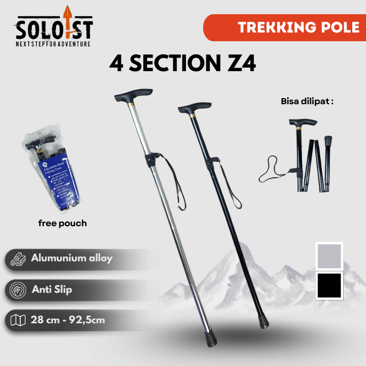 TaffSPORT FOLDING MOUNTAIN STICK TRACKING POOL ULTRALIGHT WALKING STICK สําหรับ ELDERLY TREKKING POL