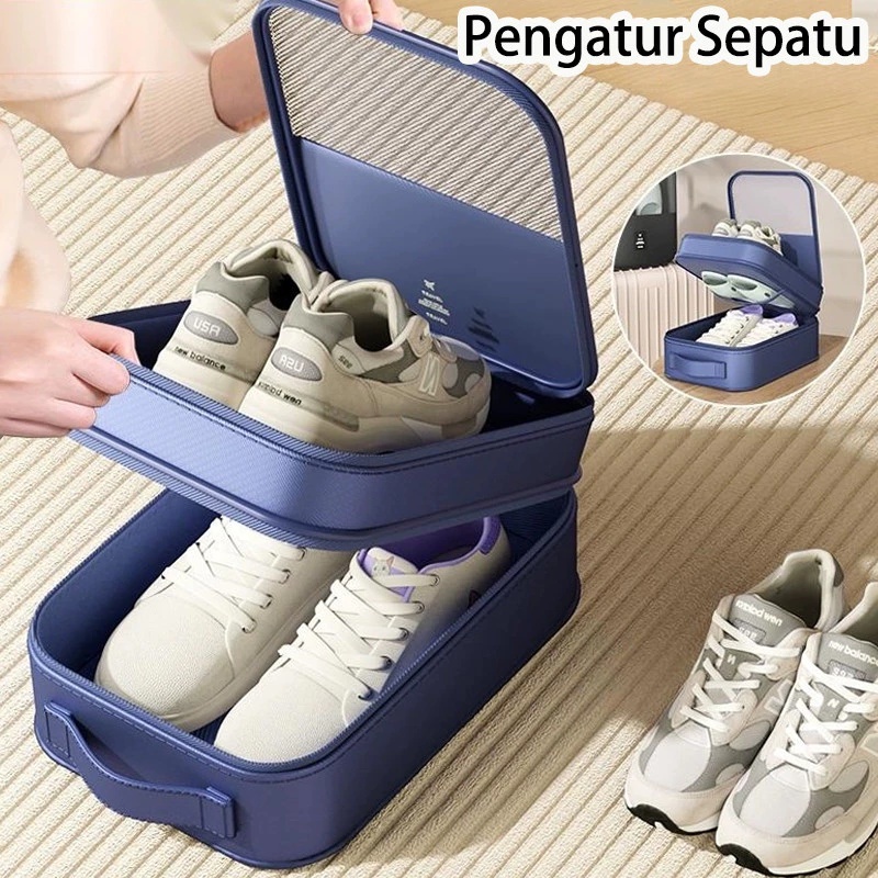 JZR ที่เก็บรองเท้ากันน้ํากันฝุ่นแบบพับได้ 2 ชั้นสําหรับรถยนต์และการเดินทาง