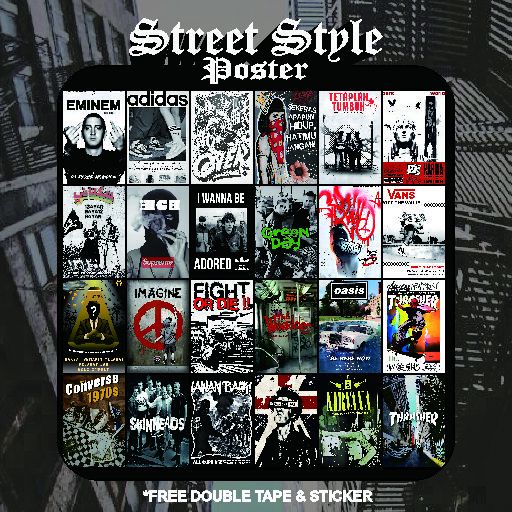 Adidas urban Street Style Eminem Street Style Poster 24 ชิ้น A5 ฟรีกาวและสติ๊กเกอร์