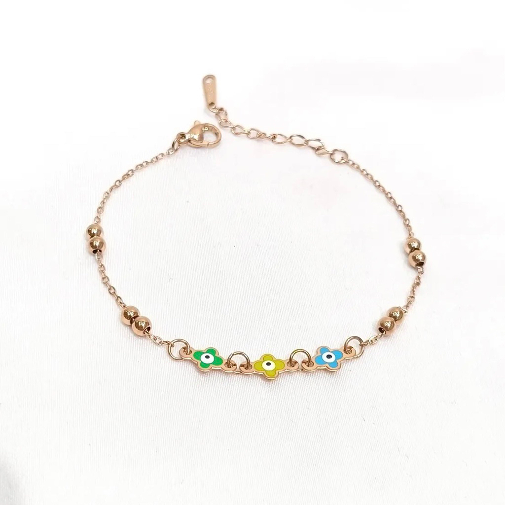 สร้อยข้อมือไทเทเนียม boba devil eye chain หลากสี