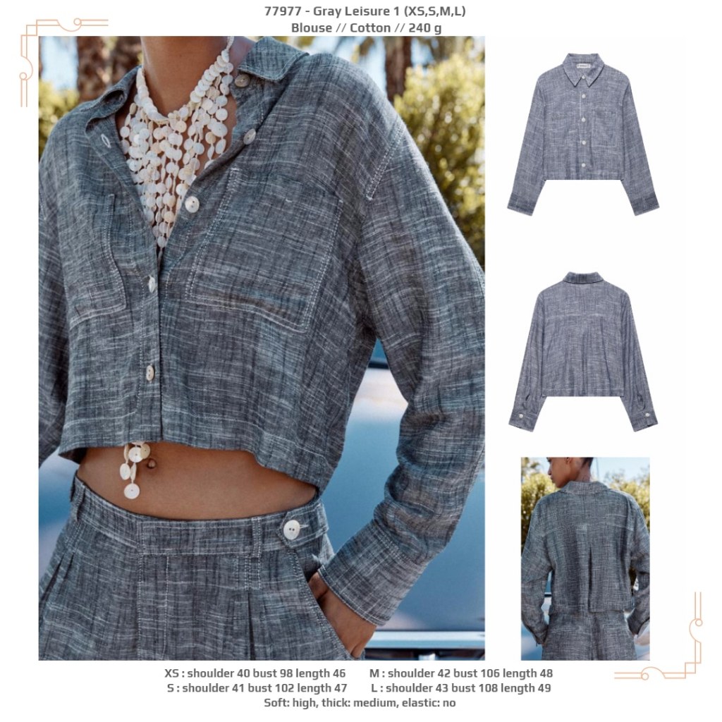 77877 - สีเทา Leisure 1 (XS,S,M,L) - เสื้อเบลาส์