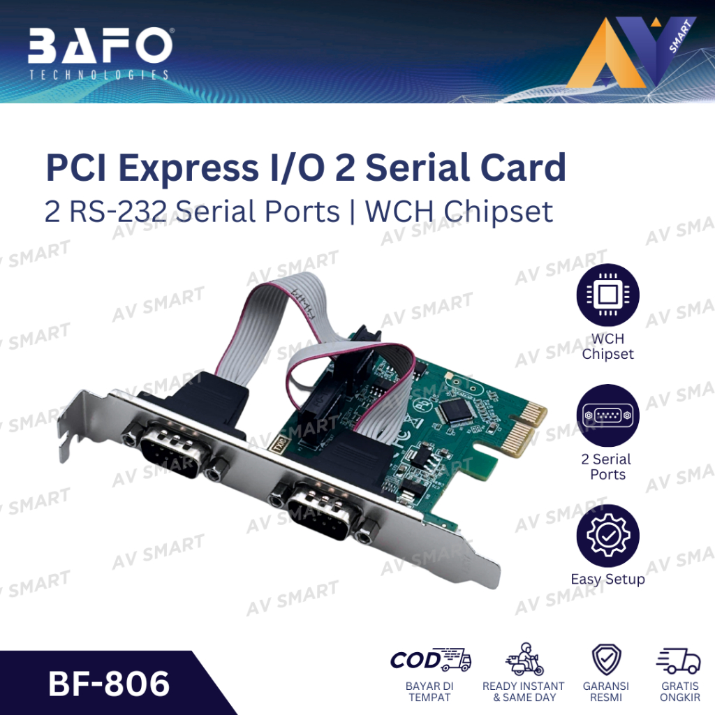 BAFO PCIe I/O 2 พอร์ต Series DB9 RS-232 PCI Express การ์ดขยาย BF-H806 BFH806