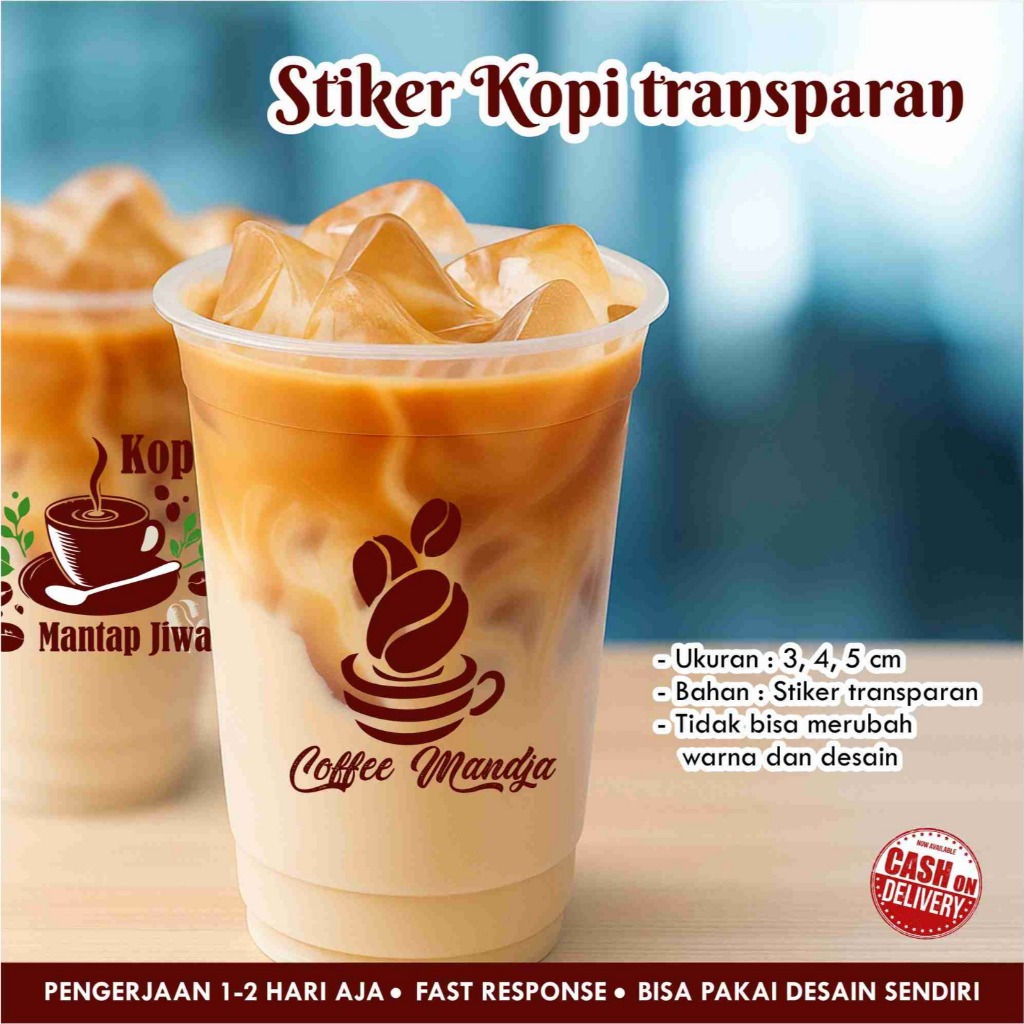 [117 ชิ้น] TRANSPARENT COFFEE STICKERS / DRINK BOX LABELS / PACKAGING / CUSTOM WATERPROOF