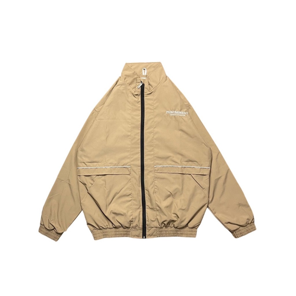 3SONS Track Suit Hipster Jacket สีดํา สําหรับผู้ชายและผู้หญิง สีครีม