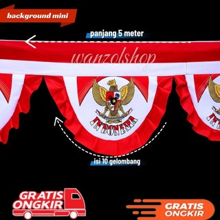 bendera umbul-umbul background/ bekron mini garuda panjang 5 meter isi 10 gelombang