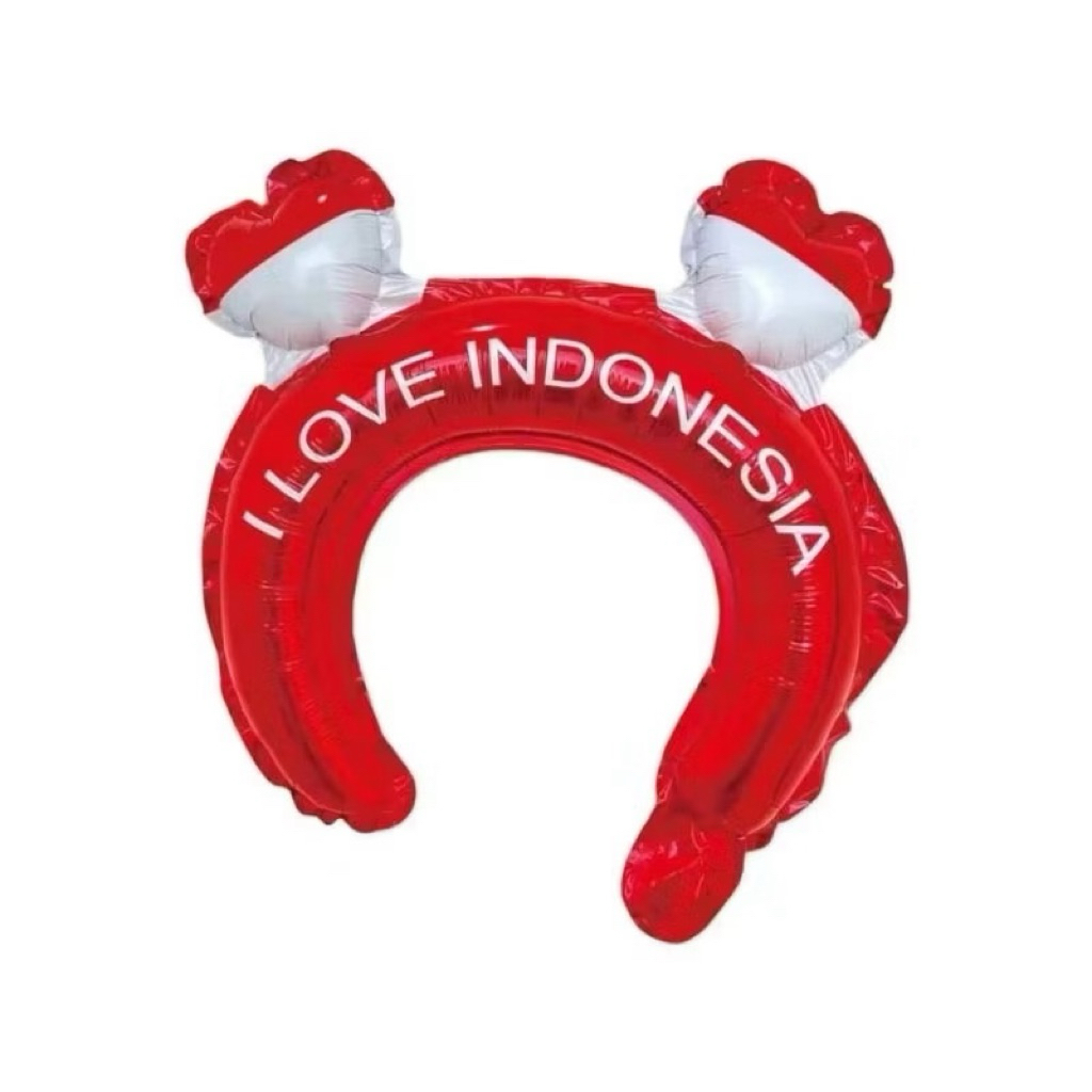 MERAH August 17th Balloon / Independence Flag Red and White / Anniversary Headband