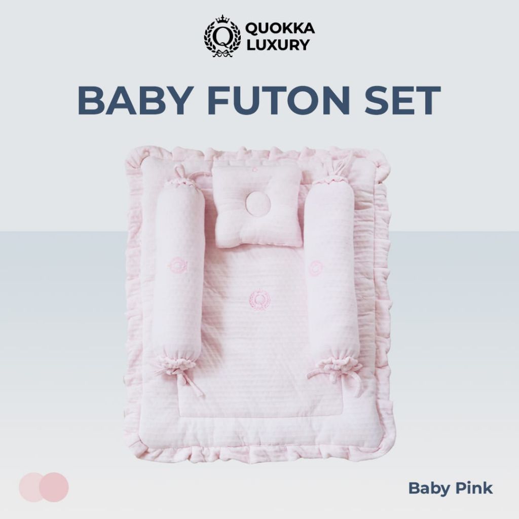 QUOKKA LUXURY BABY FUTON Set PREMIUM BABY Mattress Pillow Bolster Set ANTI-Flat BED COVER