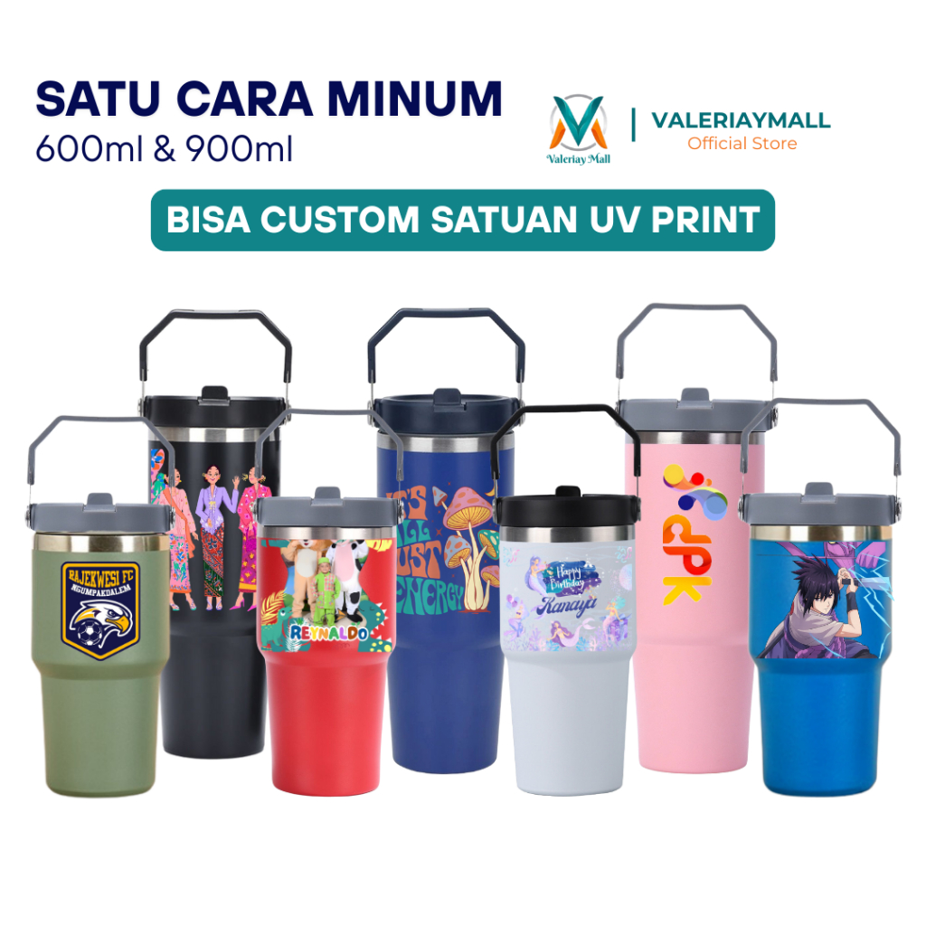 แก้วน้ําสแตนเลสแบบกําหนดเอง 900 มล. 600 มล. UV DTF พิมพ์ของขวัญของที่ระลึกและโลโก้ทนความร้อน