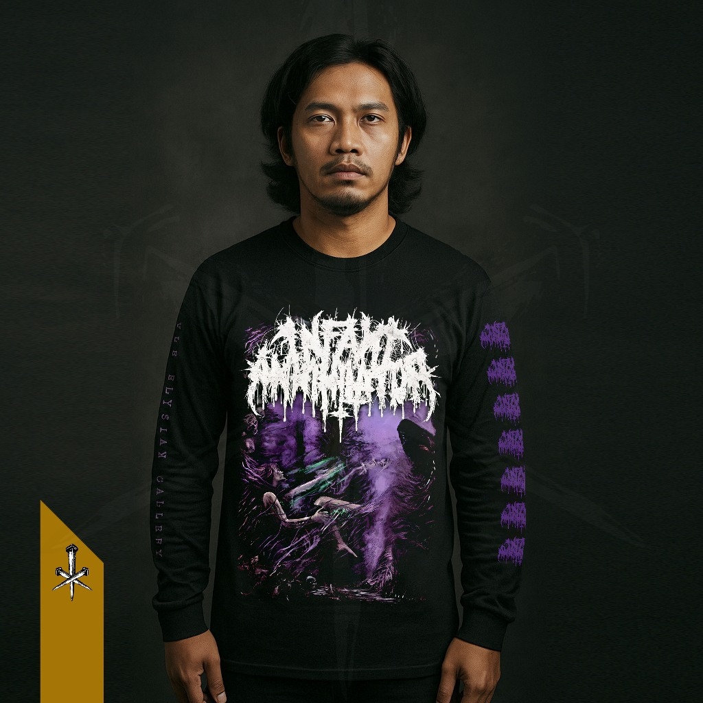 เสื้อยืดแขนยาวผู้ชายซี่โครงหวี 30s เพลง Tshirt Deathmetal INFANT ANNIHILIATOR ผ้าฝ้าย 100% ราคา ถูกที่สุด ดีลบีเคเค แกลเลอรีภาพที่ 3