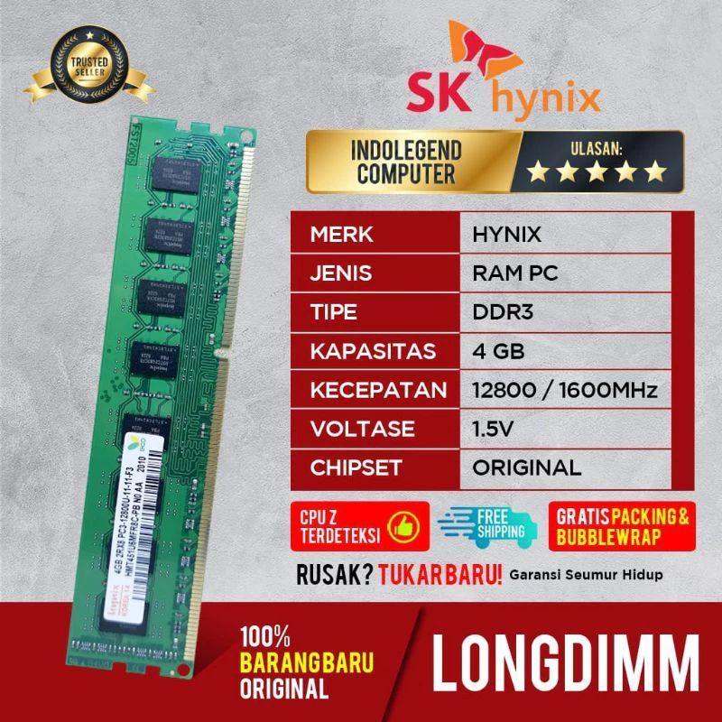 HYNIX DDR3 4GB PC12800 LONGDIM